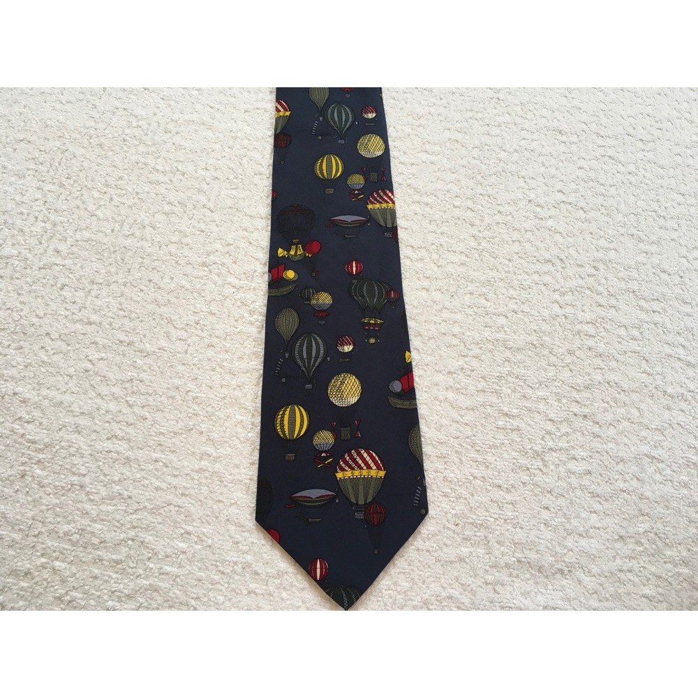 Vasilio Men's‎ Neck Tie Hot Air Balloon Pattern Dark Blue Office Teacher